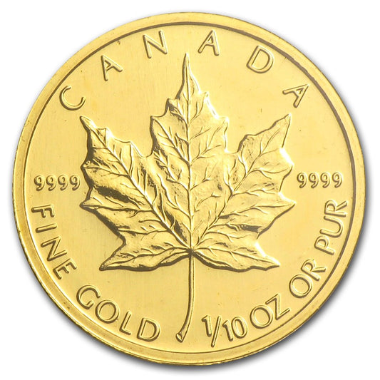 Gold Canadian Maple Leaf 1/10 ozt