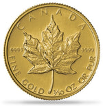 Gold Canadian Maple Leaf 1/10 ozt