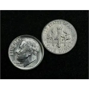 US 90% - UNC JUNK SILVER ROLL - Pre 1965 - Dime (2)